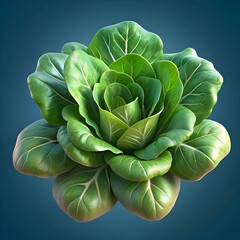 Fototapeta premium A vibrant 3D illustration of a lush Indian lettuce. showcasing its beautiful rosette structure and intricate leaf detail.