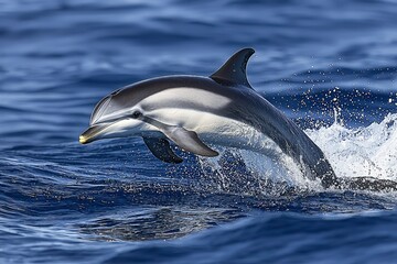 Fototapeta premium Striped Dolphin Leaping From the Ocean Surface