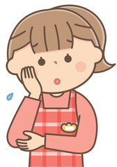 困ったポーズの保育士の女性