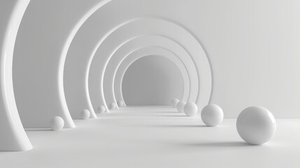 white abstract minimalistic room background with ball decoration