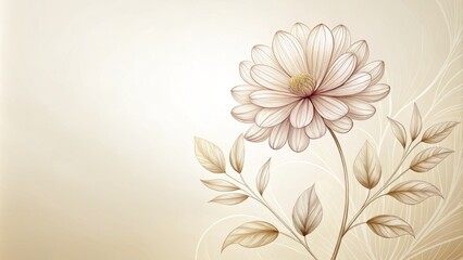 a photo image of a delicate, hand-drawn flower with intricate petals and a dainty stem, on a soft, cream-colored background.