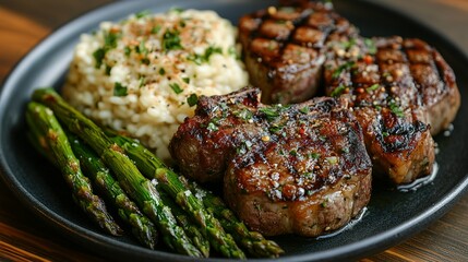 Grilled Lamb Chops with Risotto and Asparagus