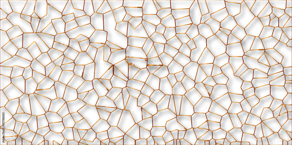Poster abstract golden hexagon graphic ornament. arabian stylish seamless pattern on white background. crea