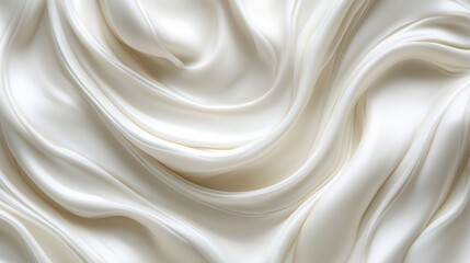 Obraz premium A close-up view of luxurious white satin fabric, showcasing its smooth texture and flowing drapes that create an elegant and soft appearance