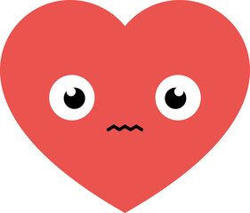 Scary red heart cartoon characters. Flat design illustration.

