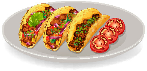 Delicious Mexican Tacos on Plate