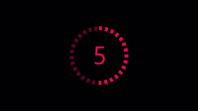 Circle countdown timer 10 sec animation, 10 second count down timer with circle, Countdown timer animation from 10 to 0 seconds with alpha channel.
