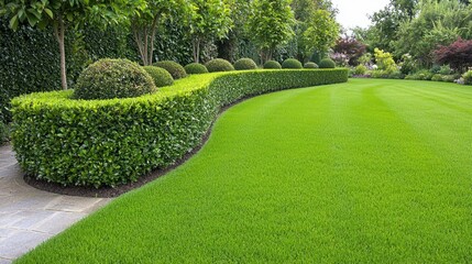Pristine Privet Hedge Adds Charm to Traditional English Cottage Garden Border