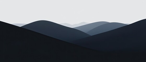 Flat design of a quiet valley with gentle hills and muted color scheme