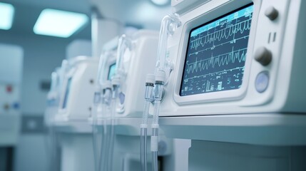 Medical Equipment with Heart Rate Monitor in Hospital Room