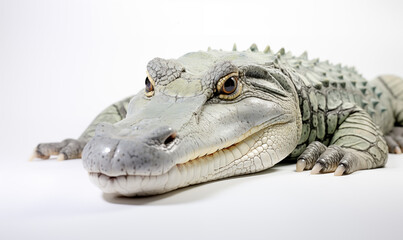 Naklejka premium Alligator Studio Shot on Clean White Background