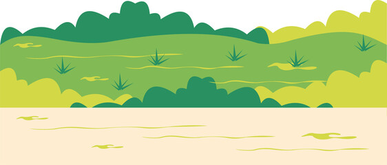 Landscape with trees and mountains