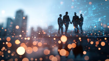 A group of executives gathered around a large screen, analyzing business data and discussing insights to improve operations.