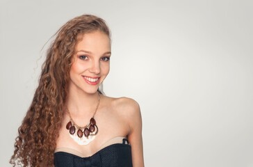 Fototapeta premium Beautiful young happy woman posing