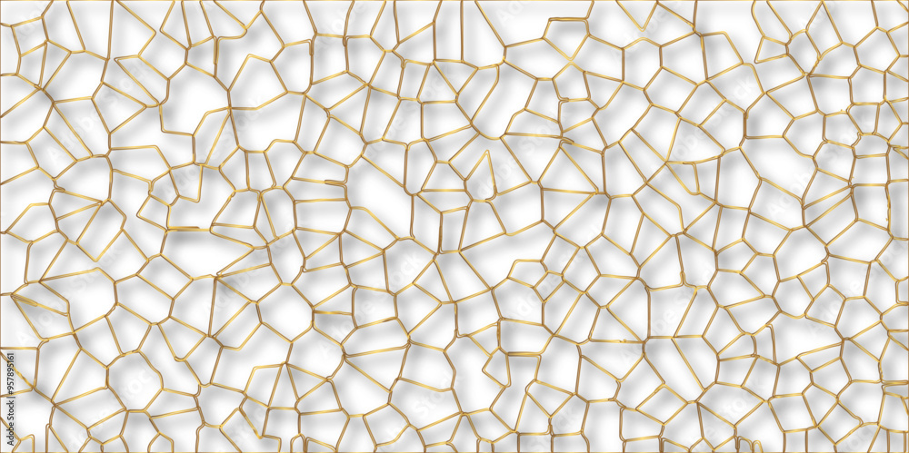 Poster abstract golden hexagon graphic ornament. arabian stylish seamless pattern on white background. crea