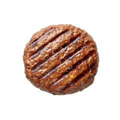 Juicy grilled hamburger patty isolated on a white background, perfect for your food and culinary projects.