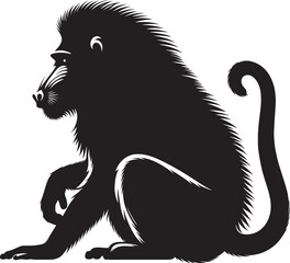 Fototapeta premium Mandrill Monkey animal Silhouette isolated on white background Minimalist monkey vector illustration
