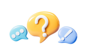 Cartoon question mark and exclamation point, chat mark, 3d rendering.