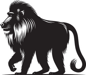 Mandrill Monkey animal Silhouette isolated on white background Minimalist monkey vector illustration