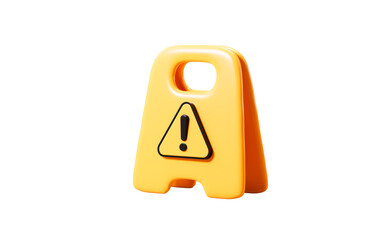 Cartoon yellow warning sign board, 3d rendering.