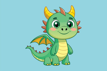 Cute  dragon cartoon, illustration   vector 1.eps