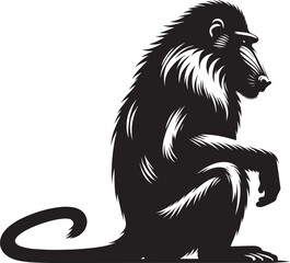 Mandrill Monkey animal Silhouette isolated on white background Minimalist monkey vector illustration