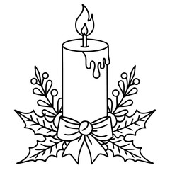 christmas candle with holly