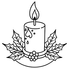 christmas candle with holly