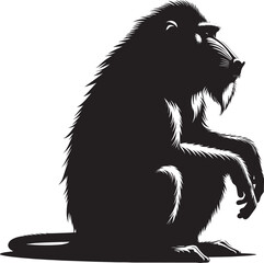Mandrill Monkey animal Silhouette isolated on white background Minimalist monkey vector illustration