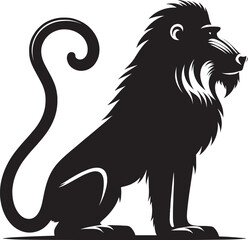 Mandrill Monkey animal Silhouette isolated on white background Minimalist monkey vector illustration