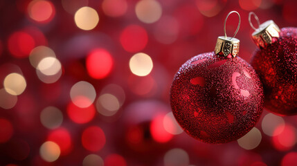 Fototapeta premium red backgrounds and Christmas tree decorations. AI dekorative.
