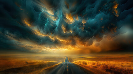 Dramatic Sky Over Rural Road