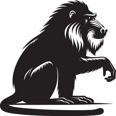 Obraz premium Mandrill Monkey animal Silhouette isolated on white background Minimalist monkey vector illustration