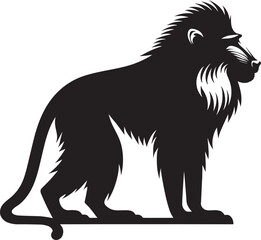 Mandrill Monkey animal Silhouette isolated on white background Minimalist monkey vector illustration