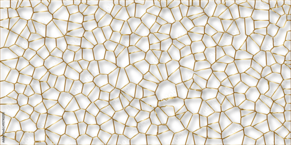 Poster abstract golden hexagon graphic ornament. arabian stylish seamless pattern on white background. crea
