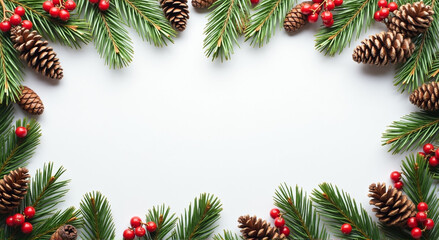 christmas frame with fir branches