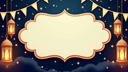 Naklejka premium Ramadan decoration with copy space for invitation, announcement, banners, promotions, designs.