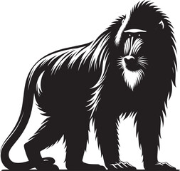 Mandrill Monkey animal Silhouette isolated on white background Minimalist monkey vector illustration © Md Hasan