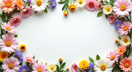Obraz premium frame of flowers on white