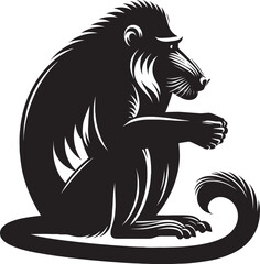 Mandrill Monkey animal Silhouette isolated on white background Minimalist monkey vector illustration