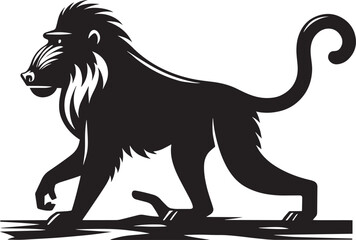 Mandrill Monkey animal Silhouette isolated on white background Minimalist monkey vector illustration