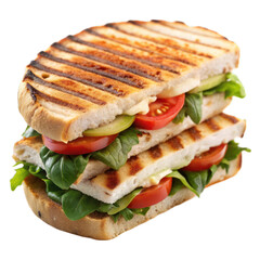 Grilled turkey panini isolated on transparent background