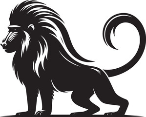 Mandrill Monkey animal Silhouette isolated on white background Minimalist monkey vector illustration