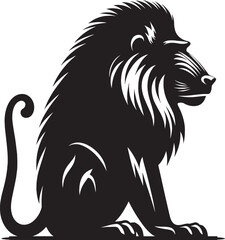 Mandrill Monkey animal Silhouette isolated on white background Minimalist monkey vector illustration