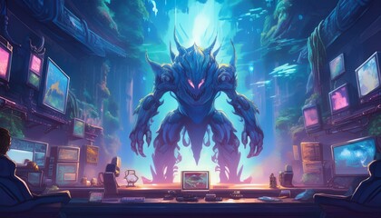 Concept art of main menus, story boards, MMORPG game with the objective of developing a simple interface that meets the aesthetics and functionality of an RPG game.