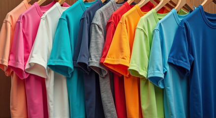 colorful shirts on hangers