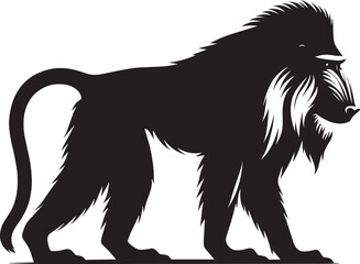 Mandrill Monkey animal Silhouette isolated on white background Minimalist monkey vector illustration