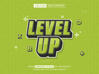 level up editable text, font effect, 3d text for title