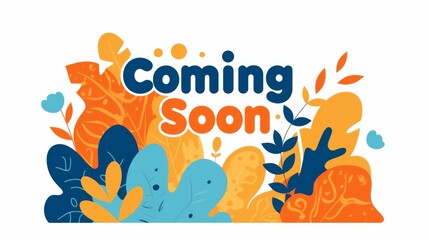 "Bold 'COMING SOON' Logo with Orange and Blue Color Scheme on White Background