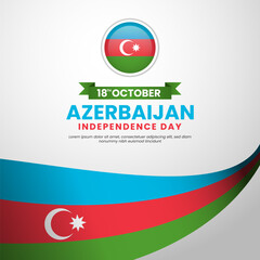 Azerbaijan Independence Day Banner Background Design with Realsitig Flag